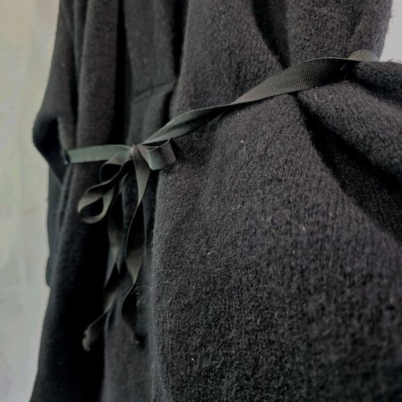 Anthropologie Sweater Womens Large Black Wool Cardigan Vallon Cuffed Ribbon Long - Picture 13 of 16